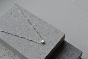 Dainty silver cube neclace, hand crafted minimalist necklace, jewelry made in Sweden