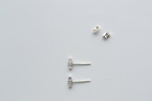 Square tube stud earrings - silver
