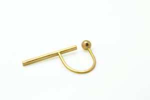 Long bar orb open ring - 18k gold