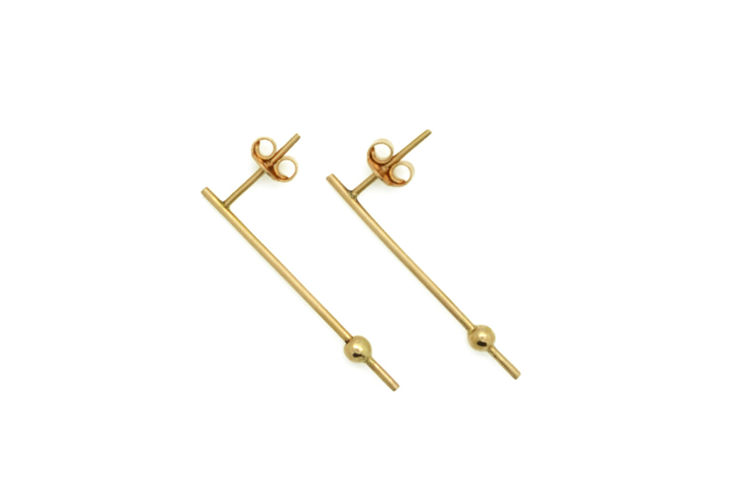 Bar orb earrings - 18k gold