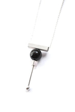 Geo onyx bar necklace - Silver