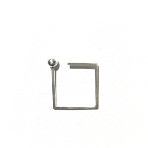 Square orb open ring - Silver