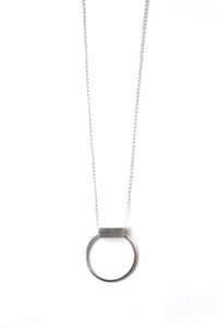 Rectangle hoop ring necklace - Silver