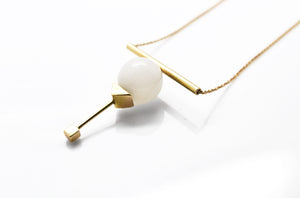 Agate geo bar necklace - 18k gold
